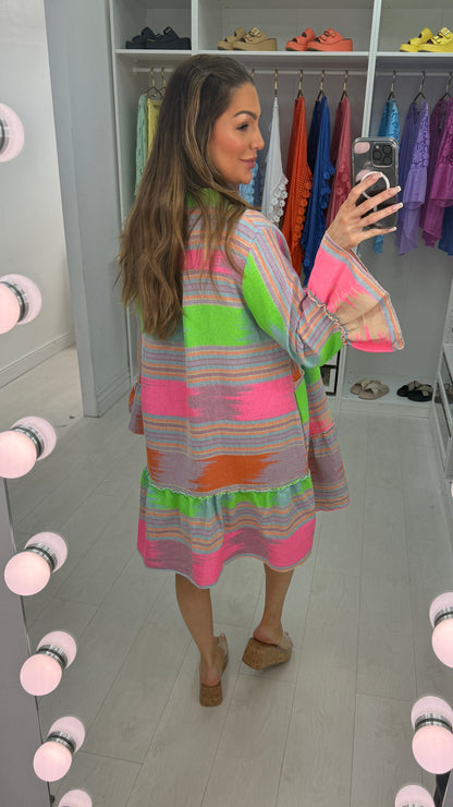 Chelsea V Neck Abstract Smock Dress