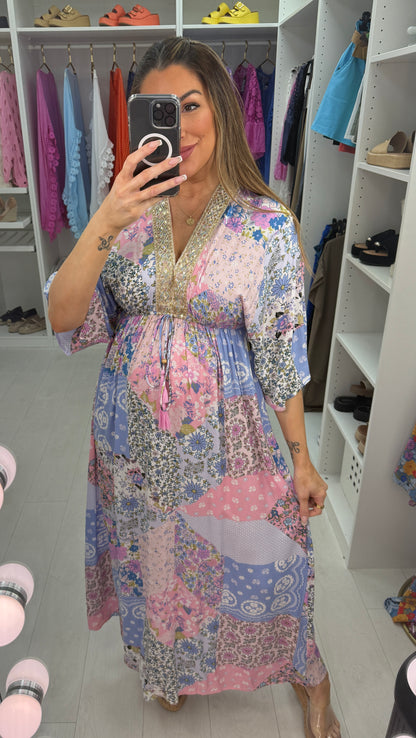 Vivica Multi Floral Print Maxi Dress