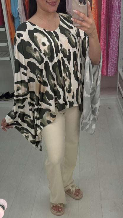 Elowen Leopard Print Loose Fit Asymmetric Top