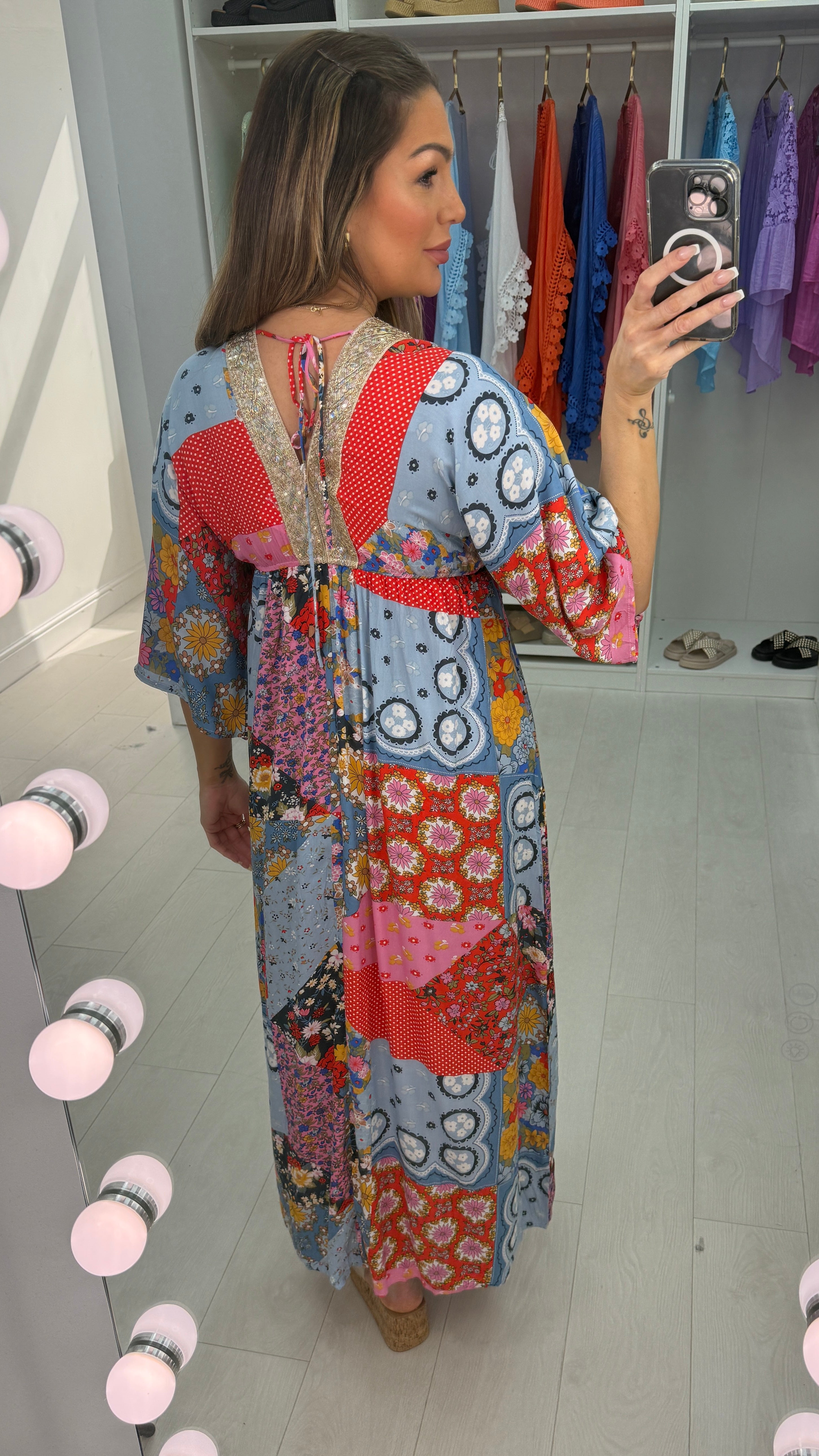 Vivica Multi Floral Print Maxi Dress