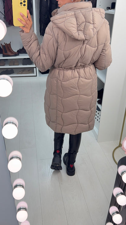 Alexis Quilted Toggle Waist Longline Coat