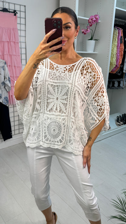 Apolina Crochet 2 Piece Batwing Top