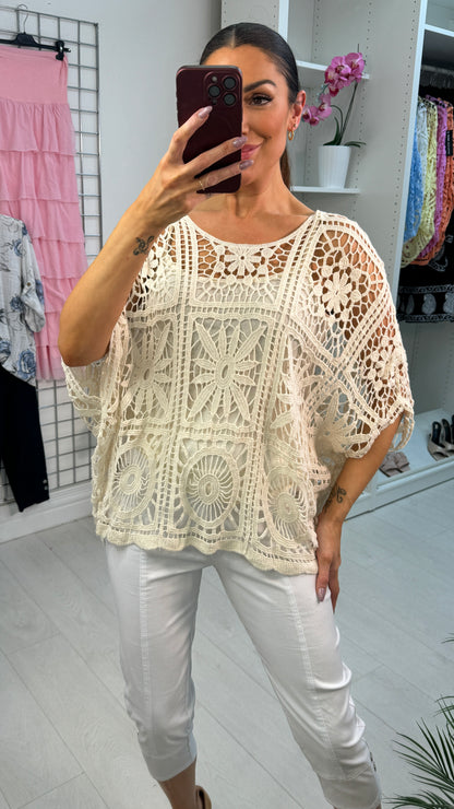 Apolina Crochet 2 Piece Batwing Top
