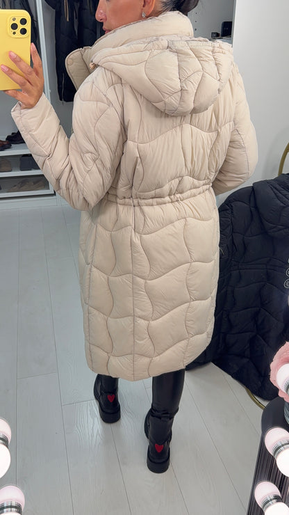Alexis Quilted Toggle Waist Longline Coat