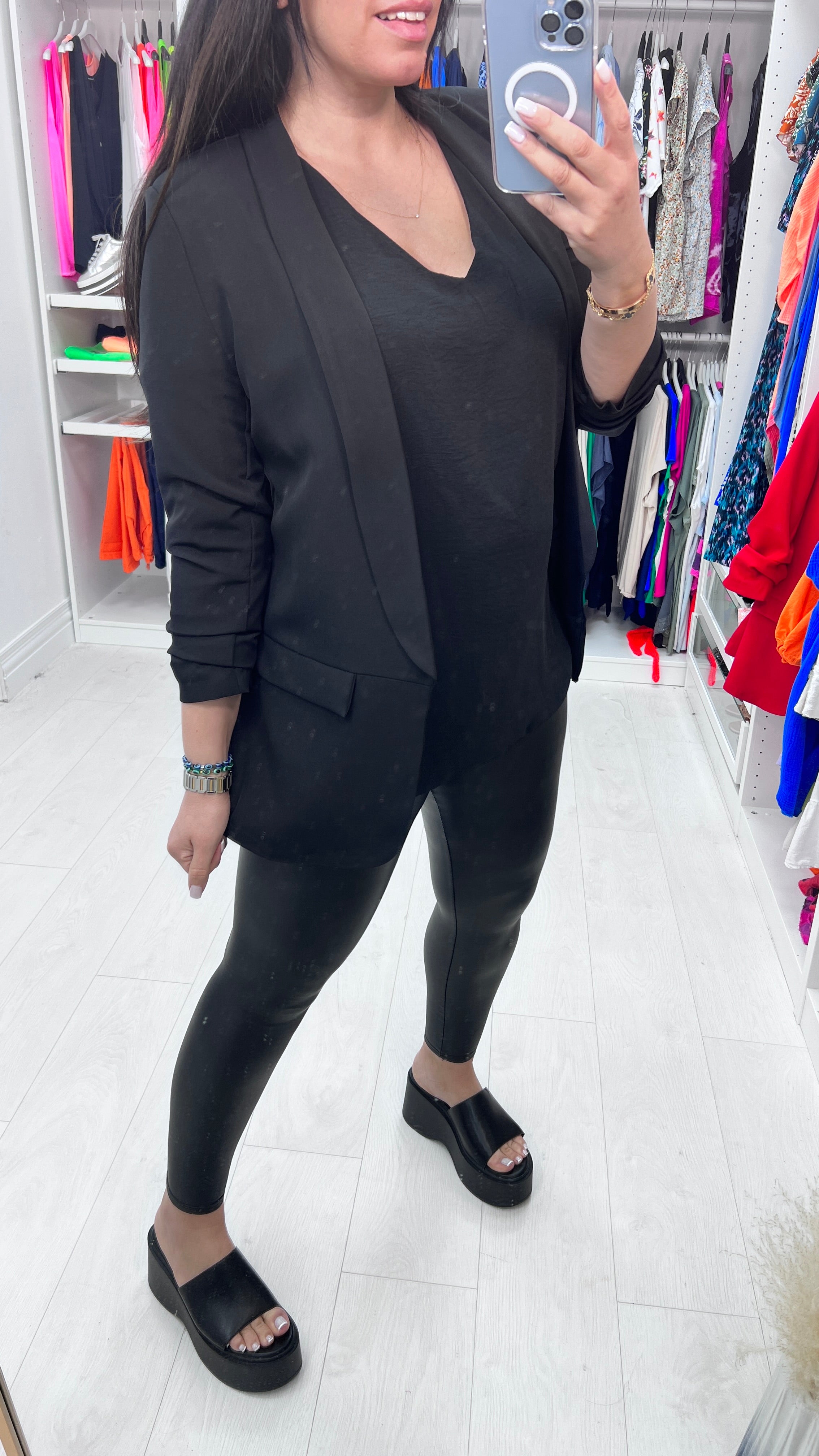 Chiquita Ruched 3/4 Sleeve Blazer