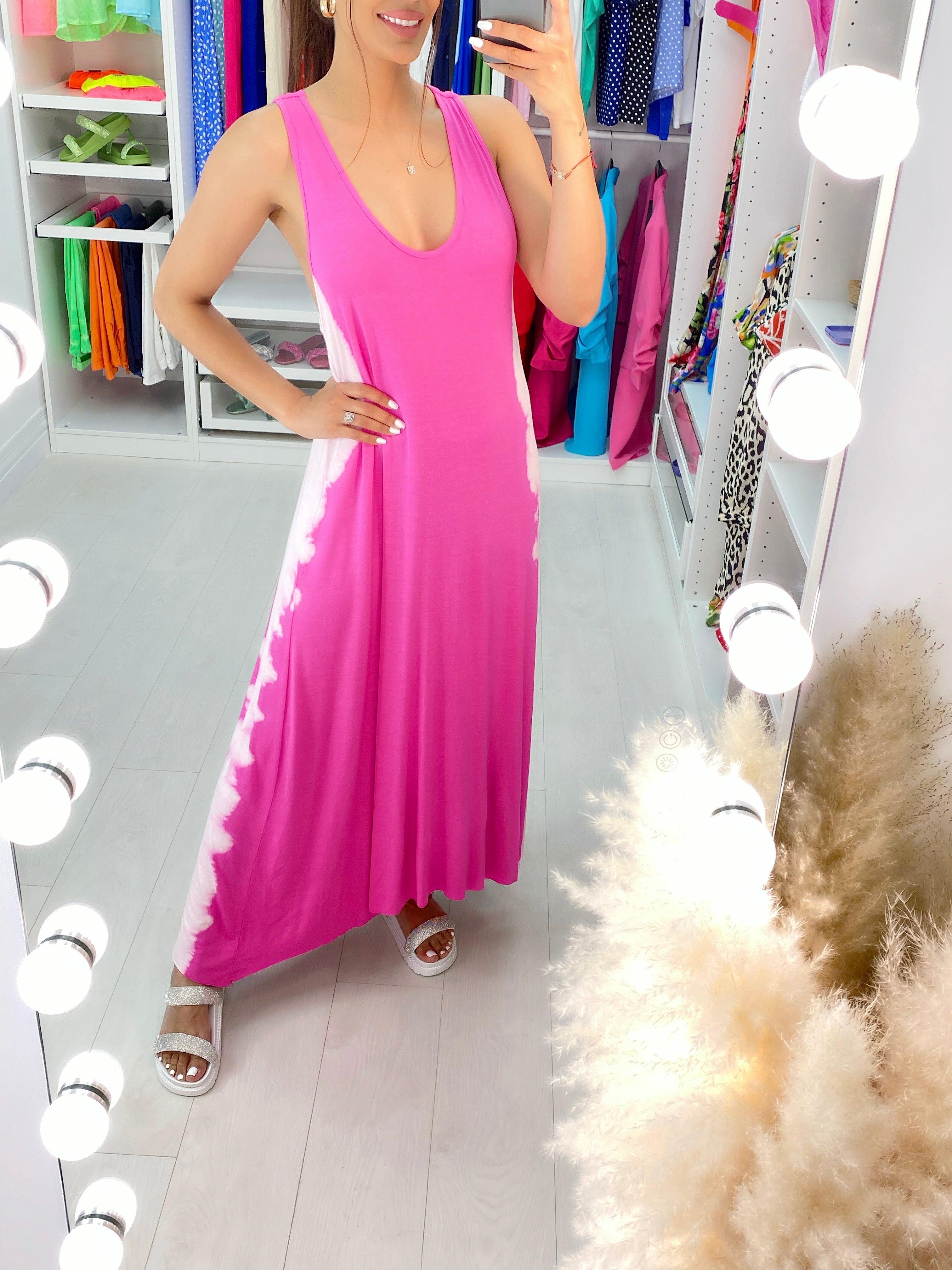 Irina Tie Dye Side Racer Back Jersey Dress