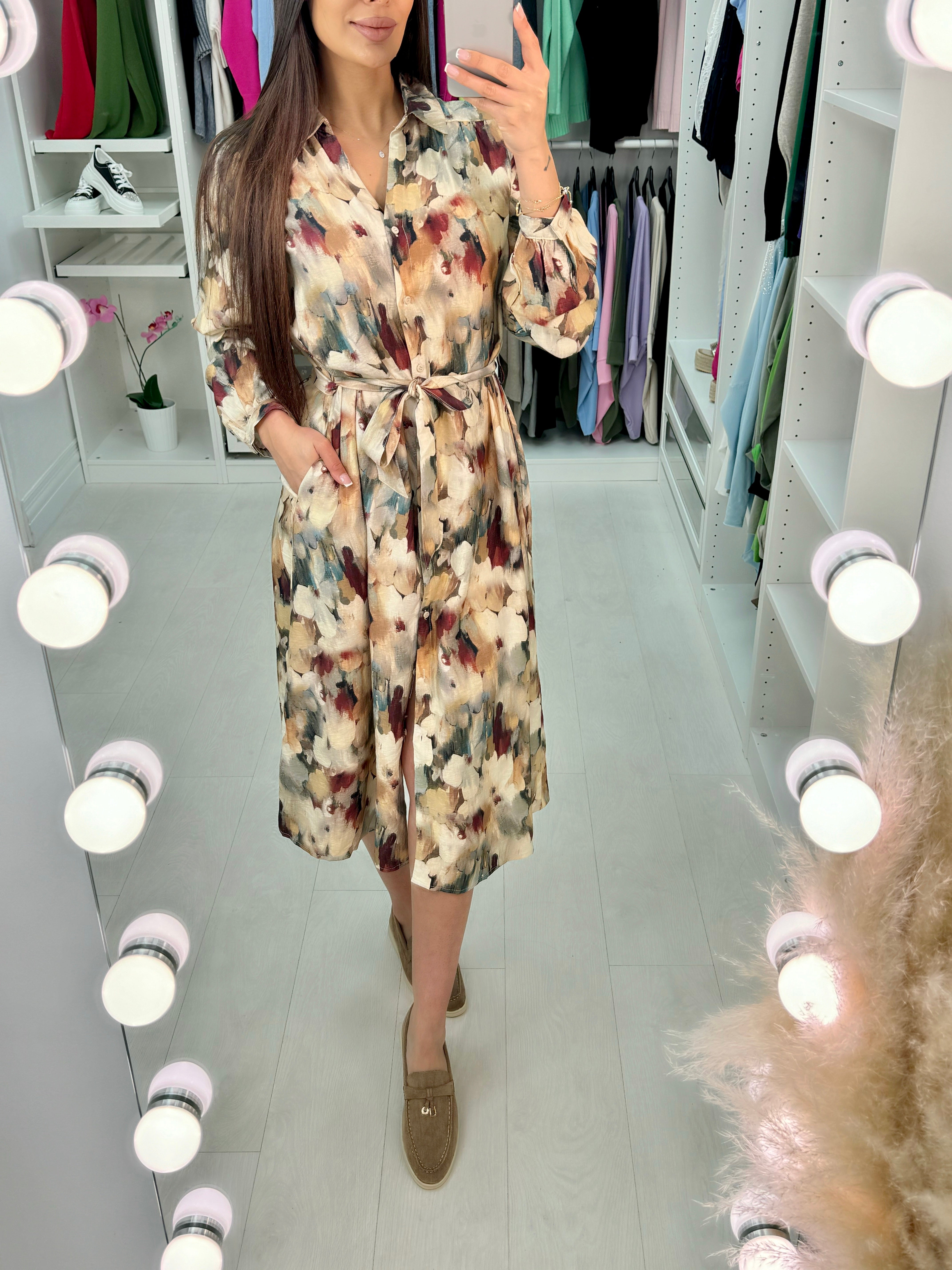 Nadine Abstract Flower Shirt Dress