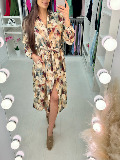 Nadine Abstract Flower Shirt Dress