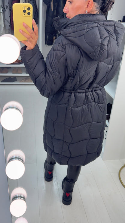 Alexis Quilted Toggle Waist Longline Coat