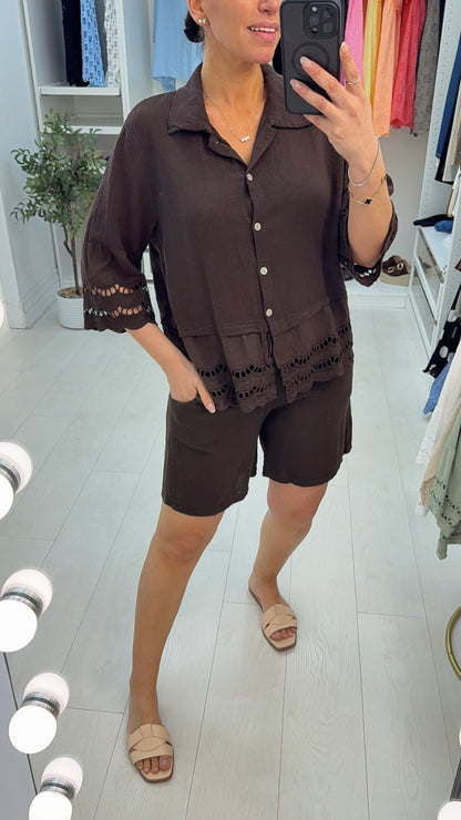 Florie Broidery Detail Shorts Co-Ord Set