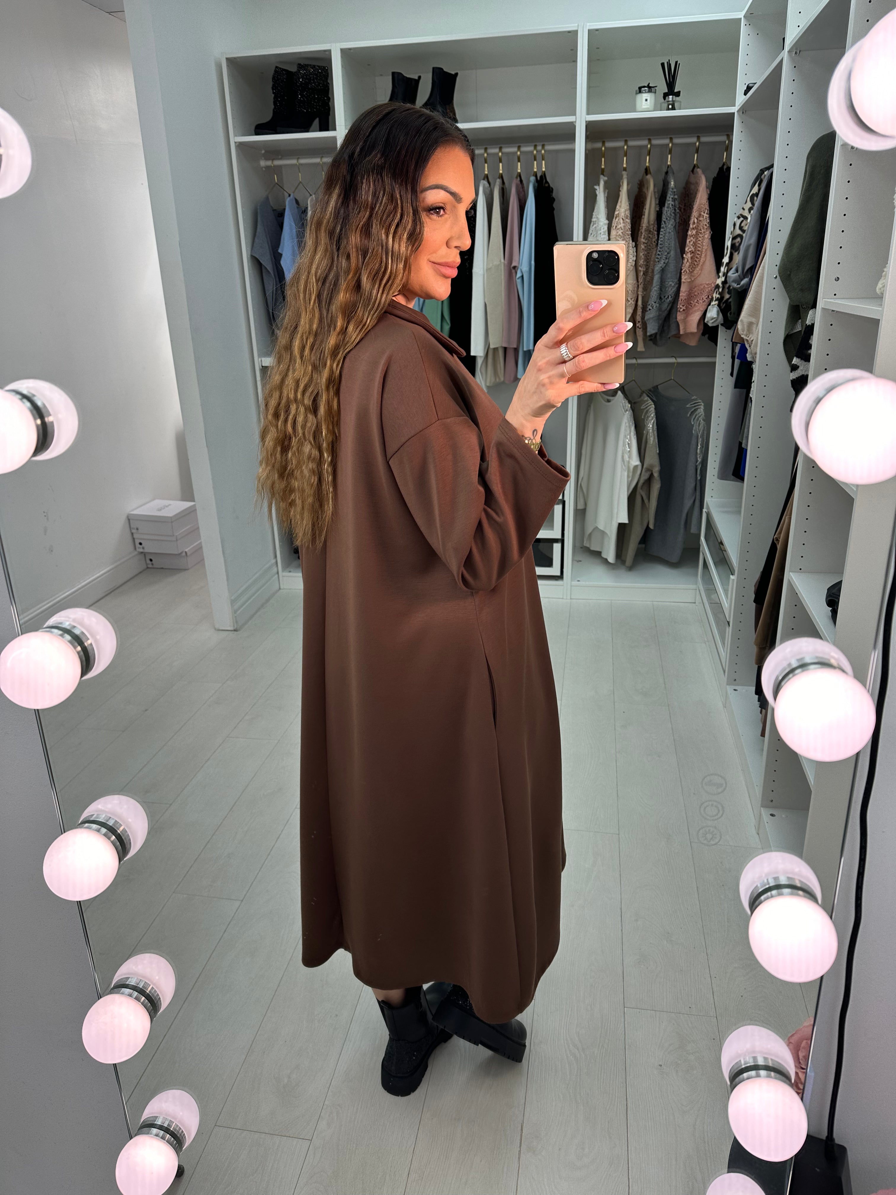 Cosette Plain Collar Trapeze Maxi Dress