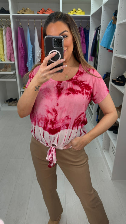 Onyx Tie Dye Tie Front T-Shirt