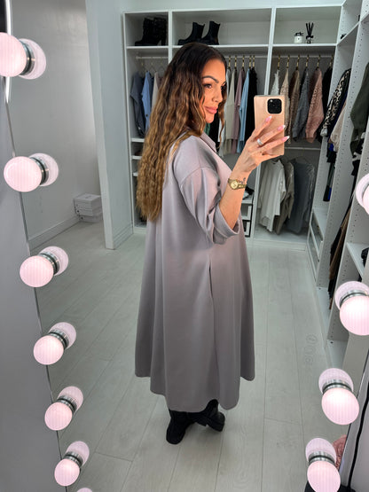 Cosette Plain Collar Trapeze Maxi Dress