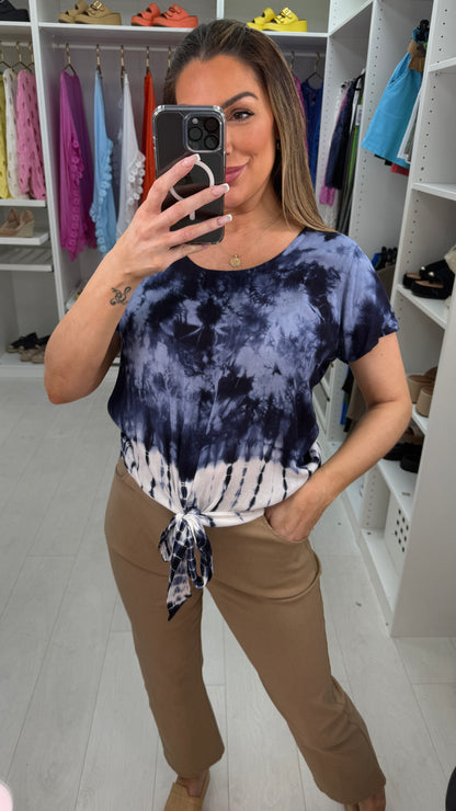 Onyx Tie Dye Tie Front T-Shirt