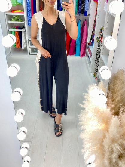 Johana Tie Dye Side Wide Leg Jersey Lounge Jumpsuit