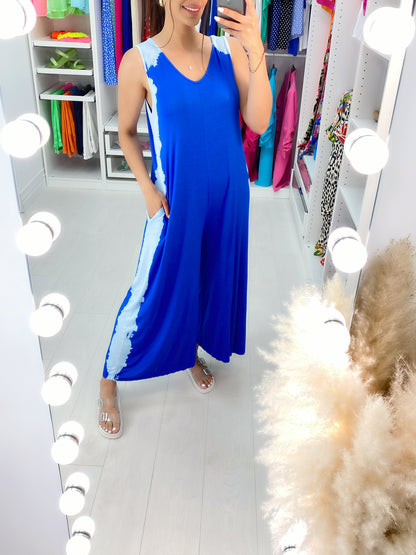 Johana Tie Dye Side Wide Leg Jersey Lounge Jumpsuit