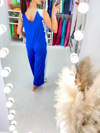 Johana Tie Dye Side Wide Leg Jersey Lounge Jumpsuit