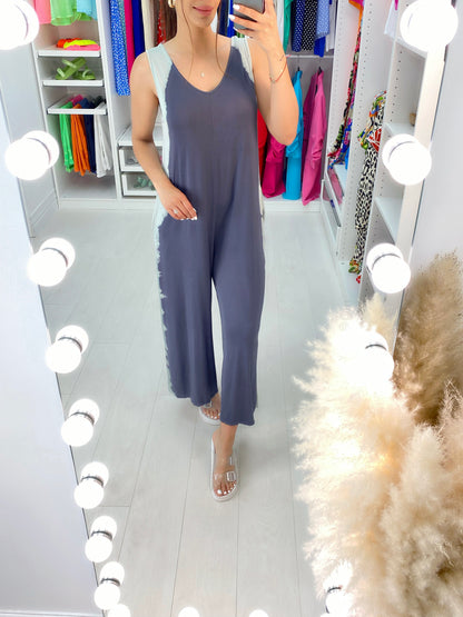 Johana Tie Dye Side Wide Leg Jersey Lounge Jumpsuit