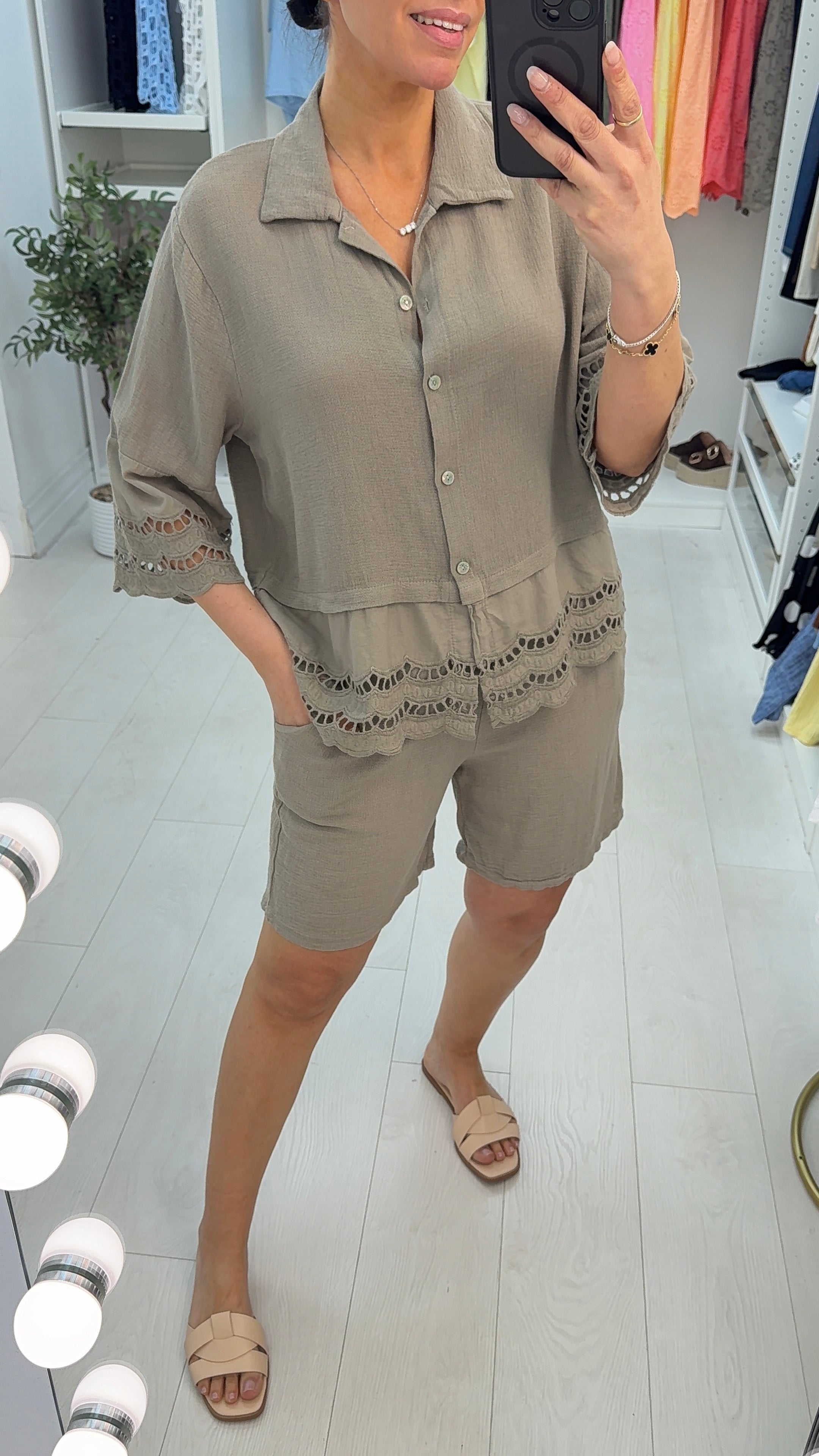 Florie Broidery Detail Shorts Co-Ord Set