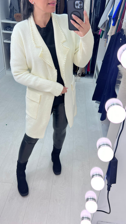 Saige Pearl Trim Pocket Cardigan