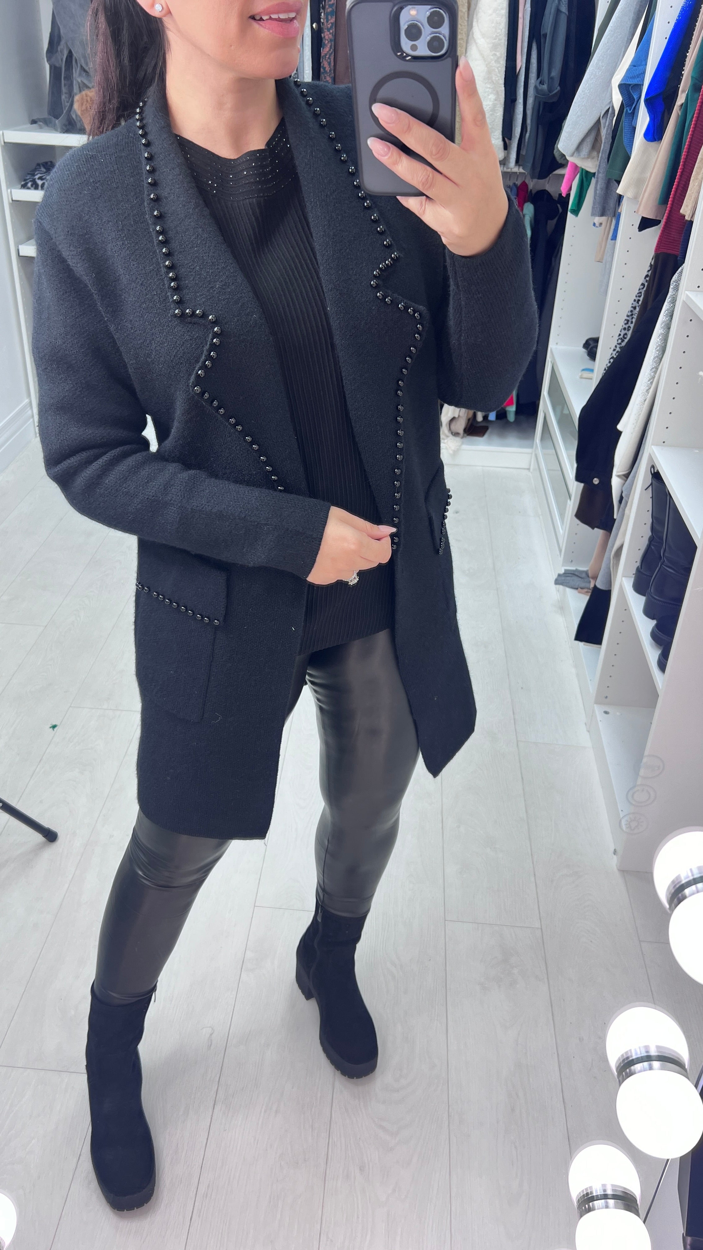 Saige Pearl Trim Pocket Cardigan