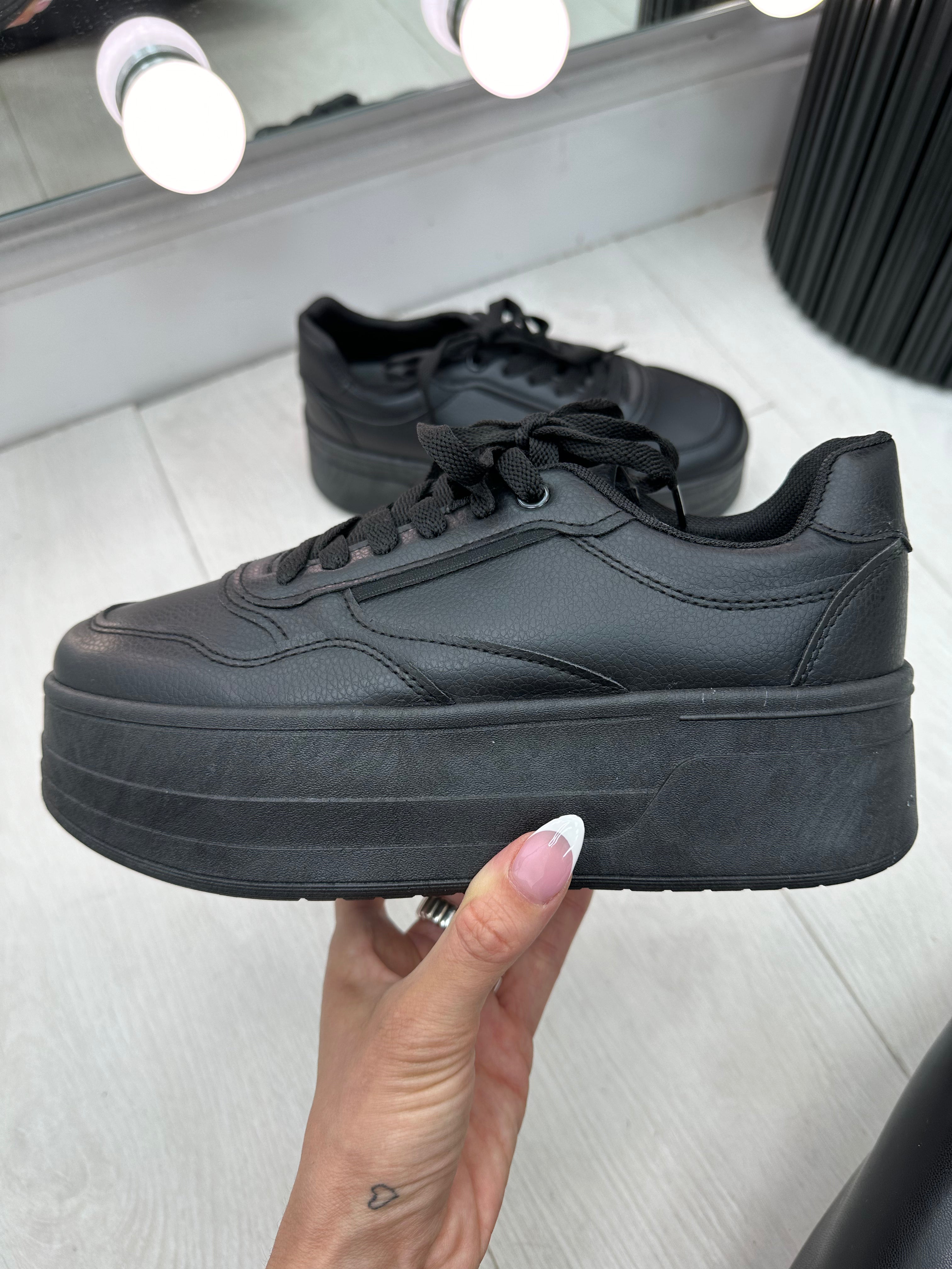 Natalie Plain Faux Leather Platform Trainers