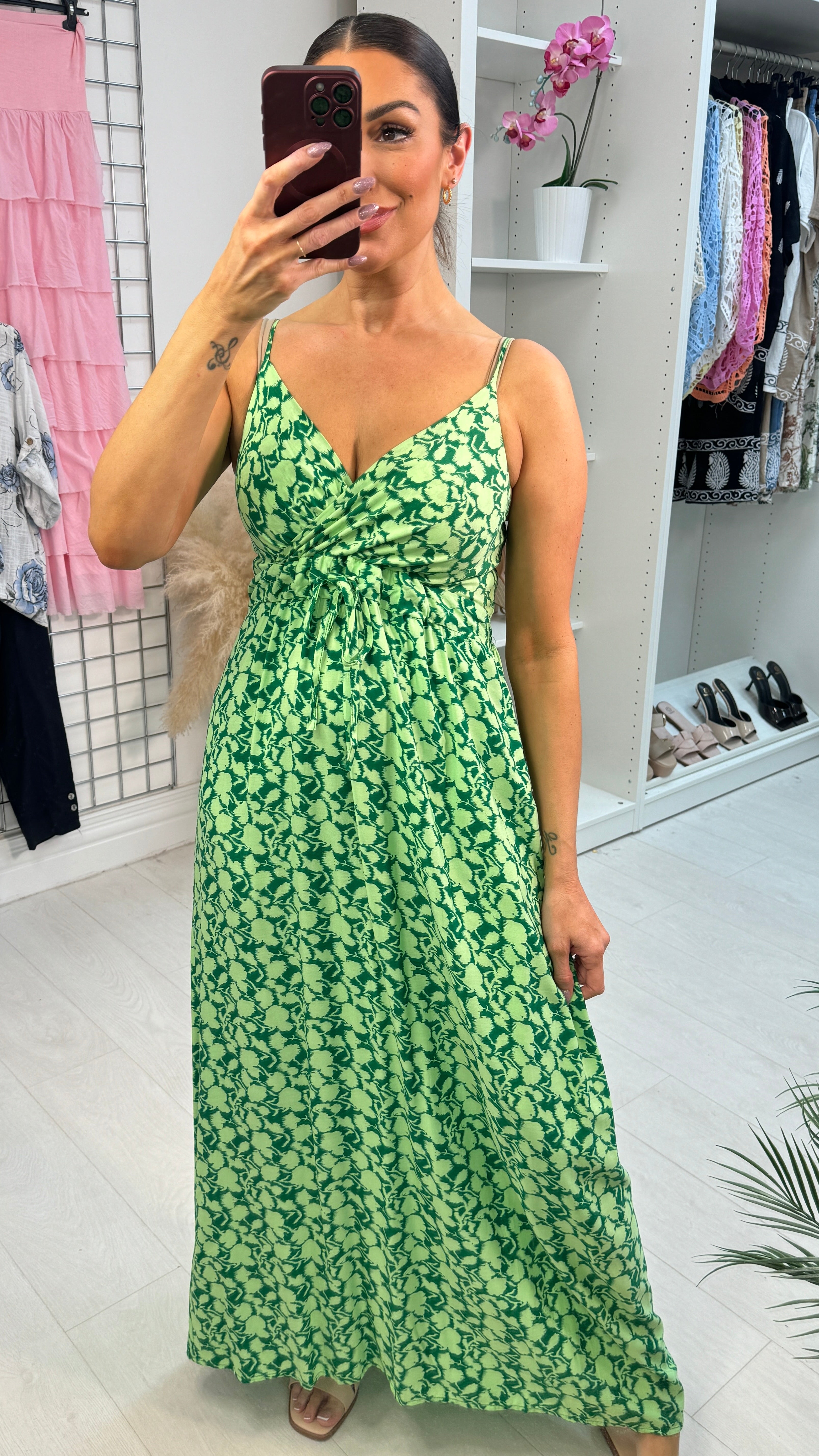 Lilianna Elasticated Back Strappy Maxi Dress