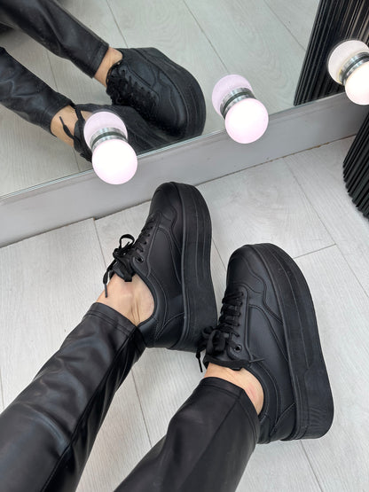 Natalie Plain Faux Leather Platform Trainers