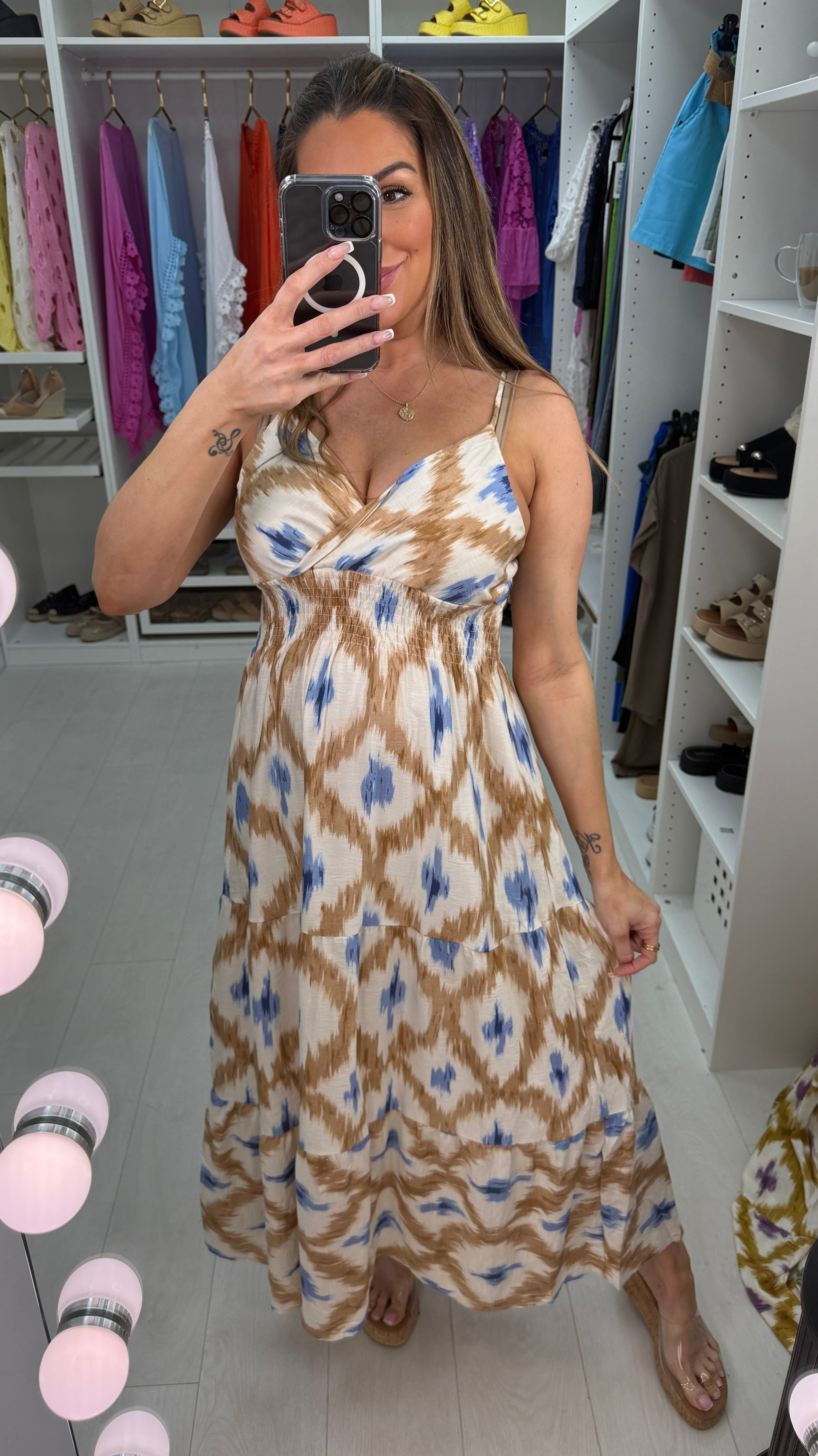 Harrie Abstract Print Wrap Front Maxi Dress