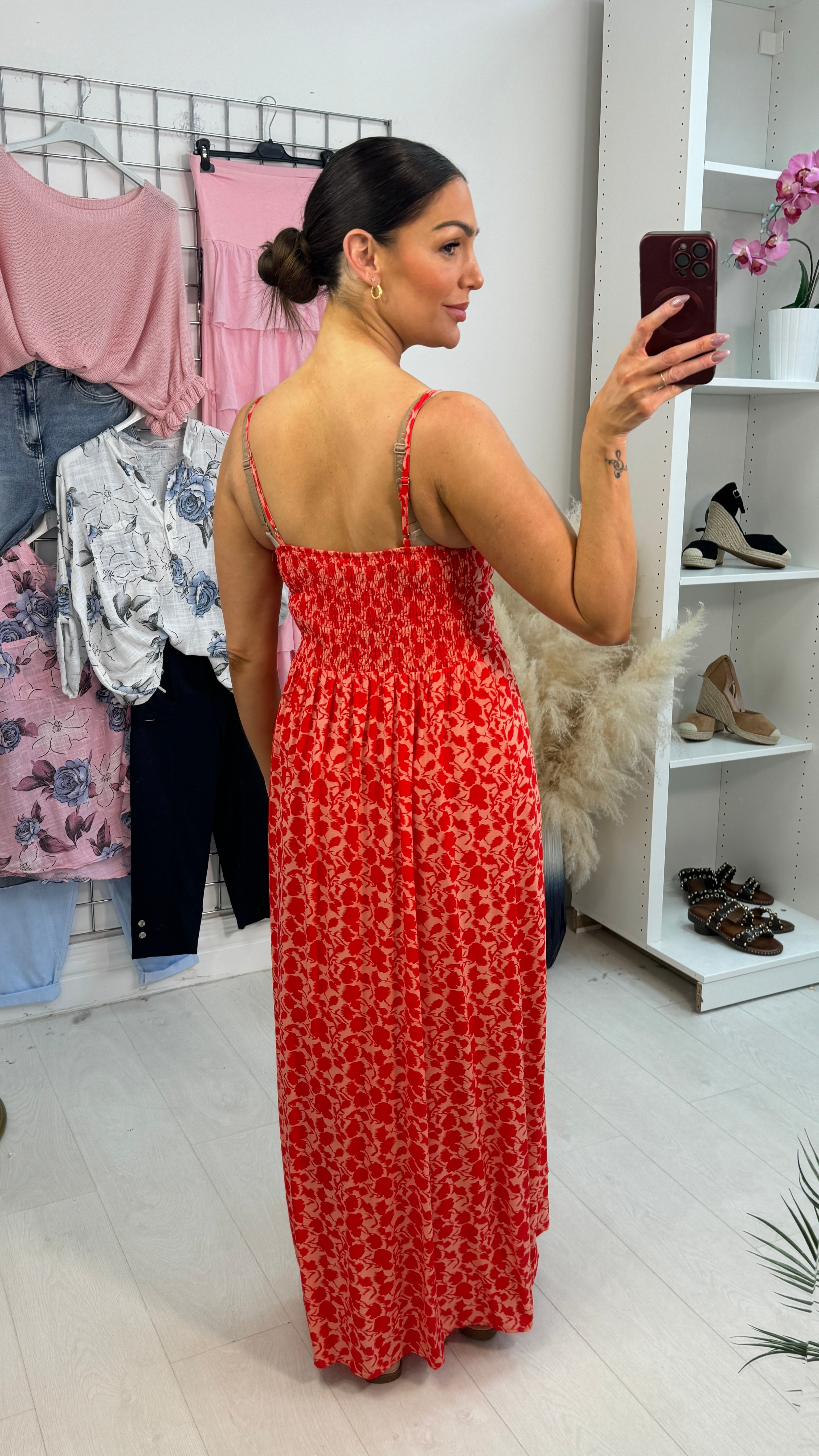 Lilianna Elasticated Back Strappy Maxi Dress