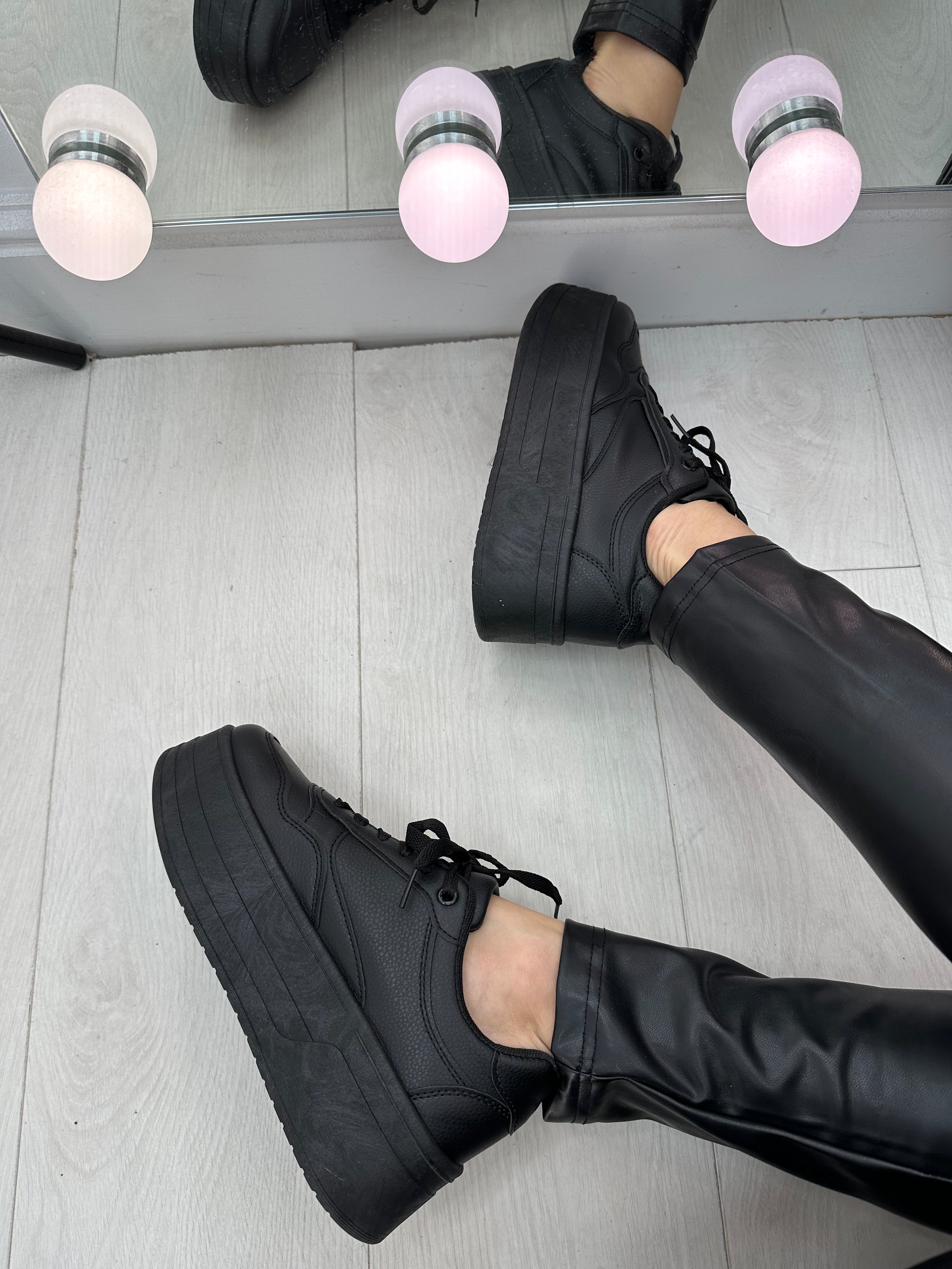 Natalie Plain Faux Leather Platform Trainers