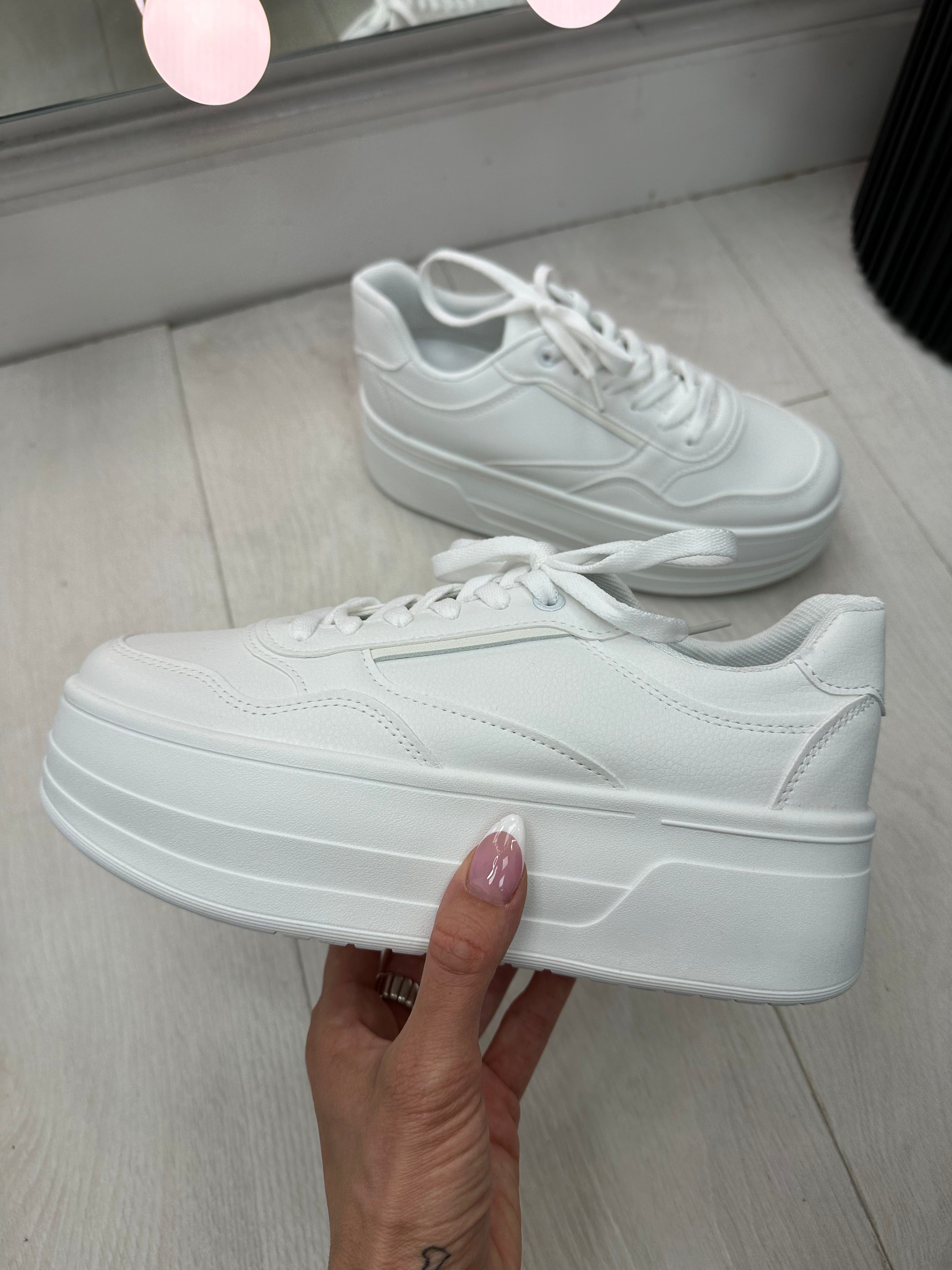 Natalie Plain Faux Leather Platform Trainers