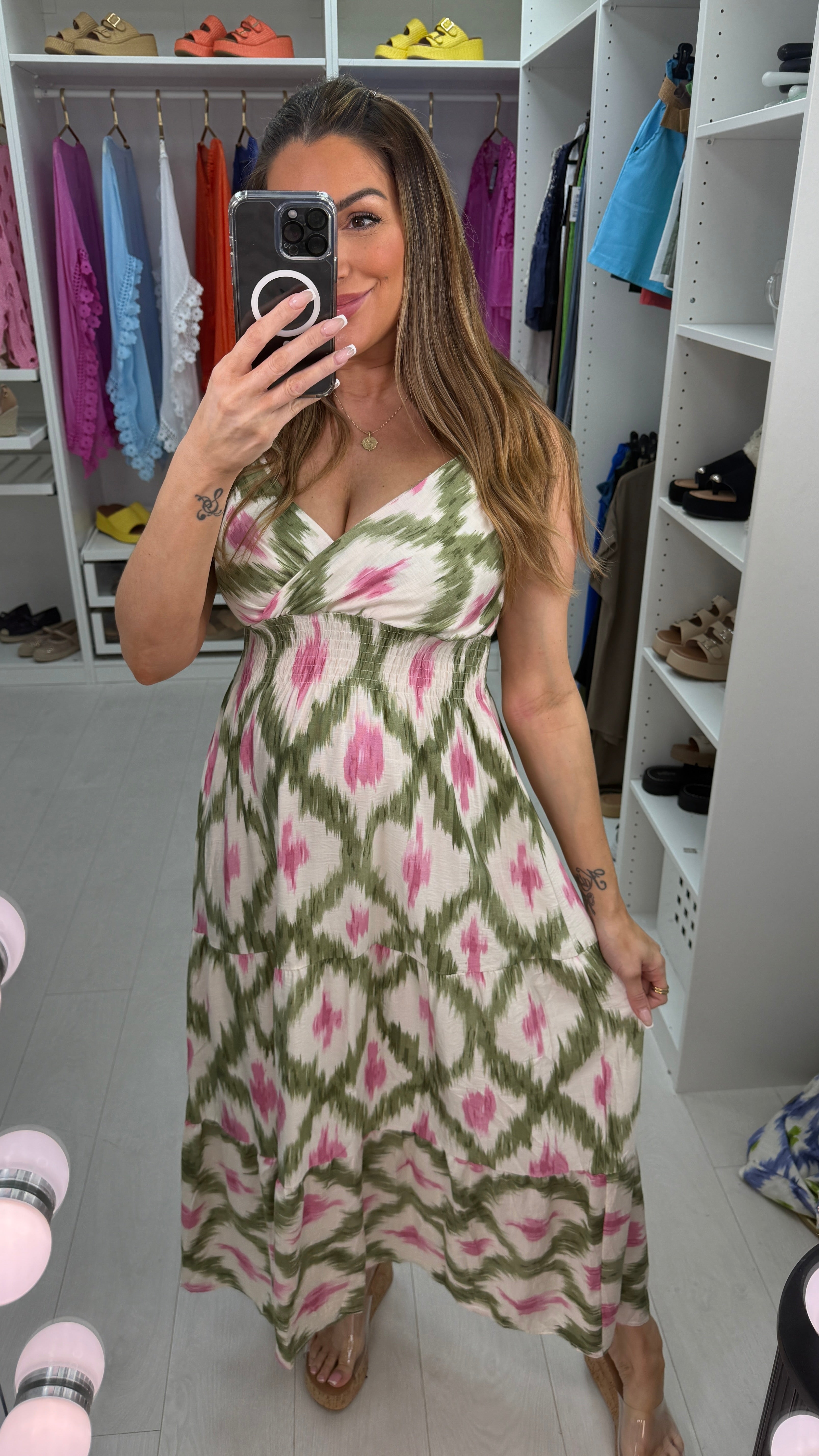 Harrie Abstract Print Wrap Front Maxi Dress