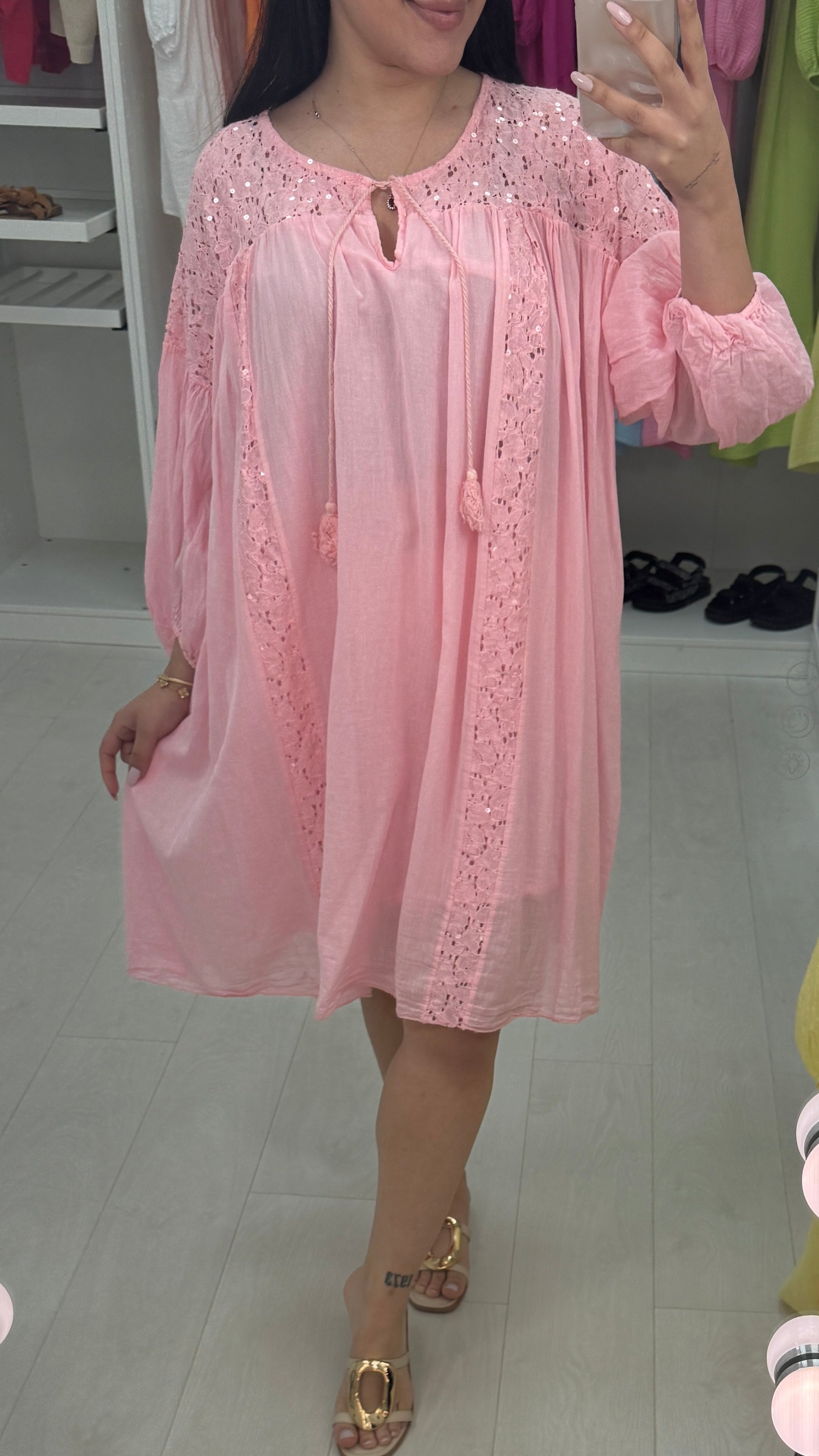 Emie Plain Embellished Loose Fit Midi Dress