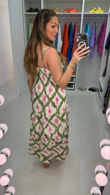 Harrie Abstract Print Wrap Front Maxi Dress
