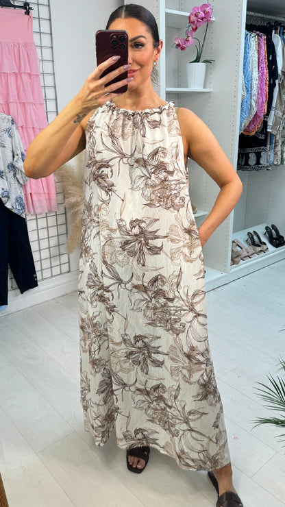 Rumi Floral Print Loose Fit Maxi Dress