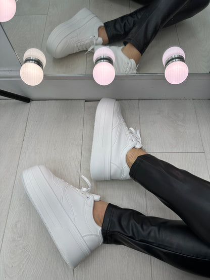 Natalie Plain Faux Leather Platform Trainers