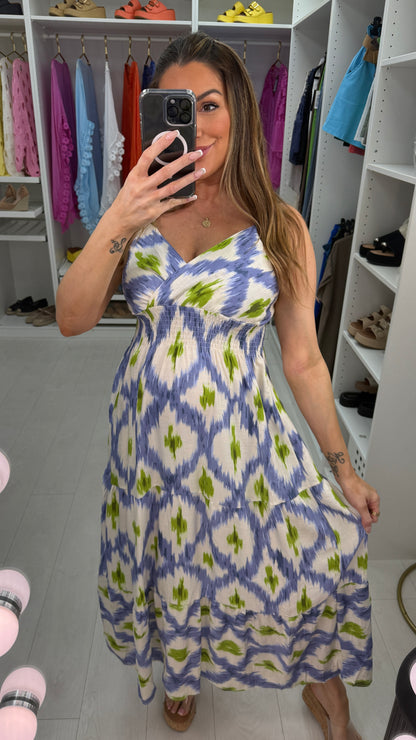 Harrie Abstract Print Wrap Front Maxi Dress