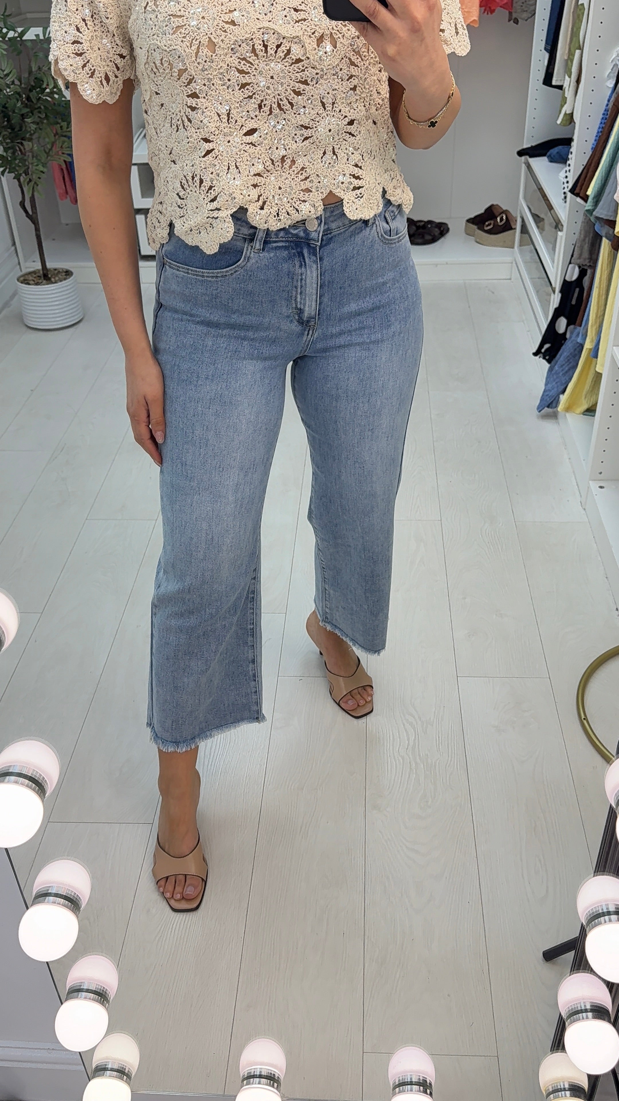 Dolcie High Waist Distressed Hem Jeans