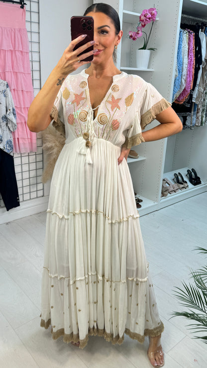 Brigitte Sequin & Embroidery Embellished Maxi Dress