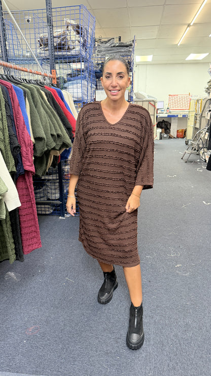 Barda Textured Loose Fit Maxi Dress