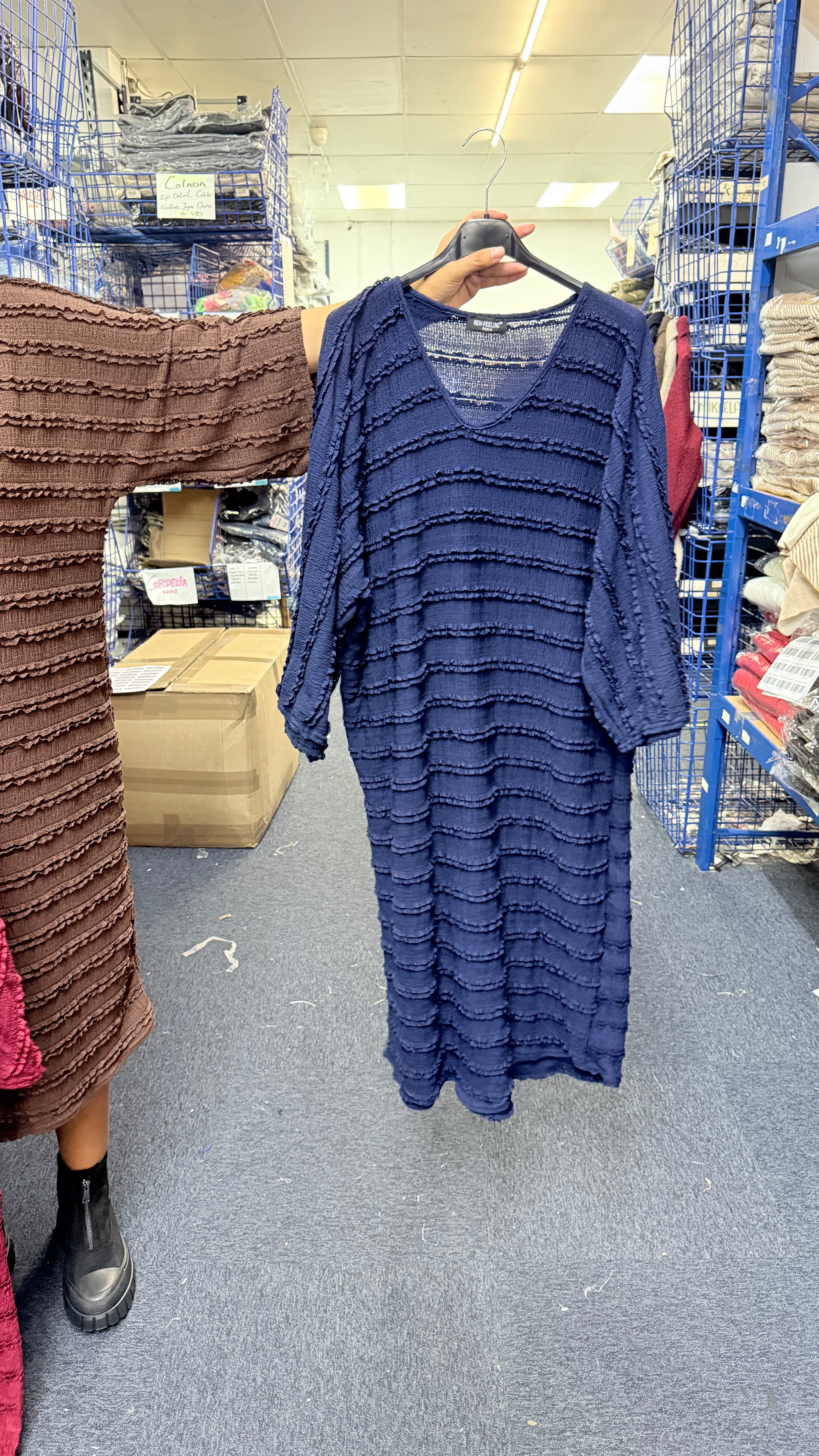 Barda Textured Loose Fit Maxi Dress