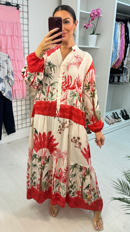 Sabella Tropical Print Loose Fit Maxi Dress
