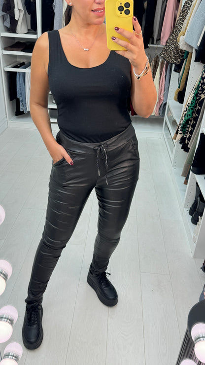 Otila Faux Leather Creased Effect Joggers