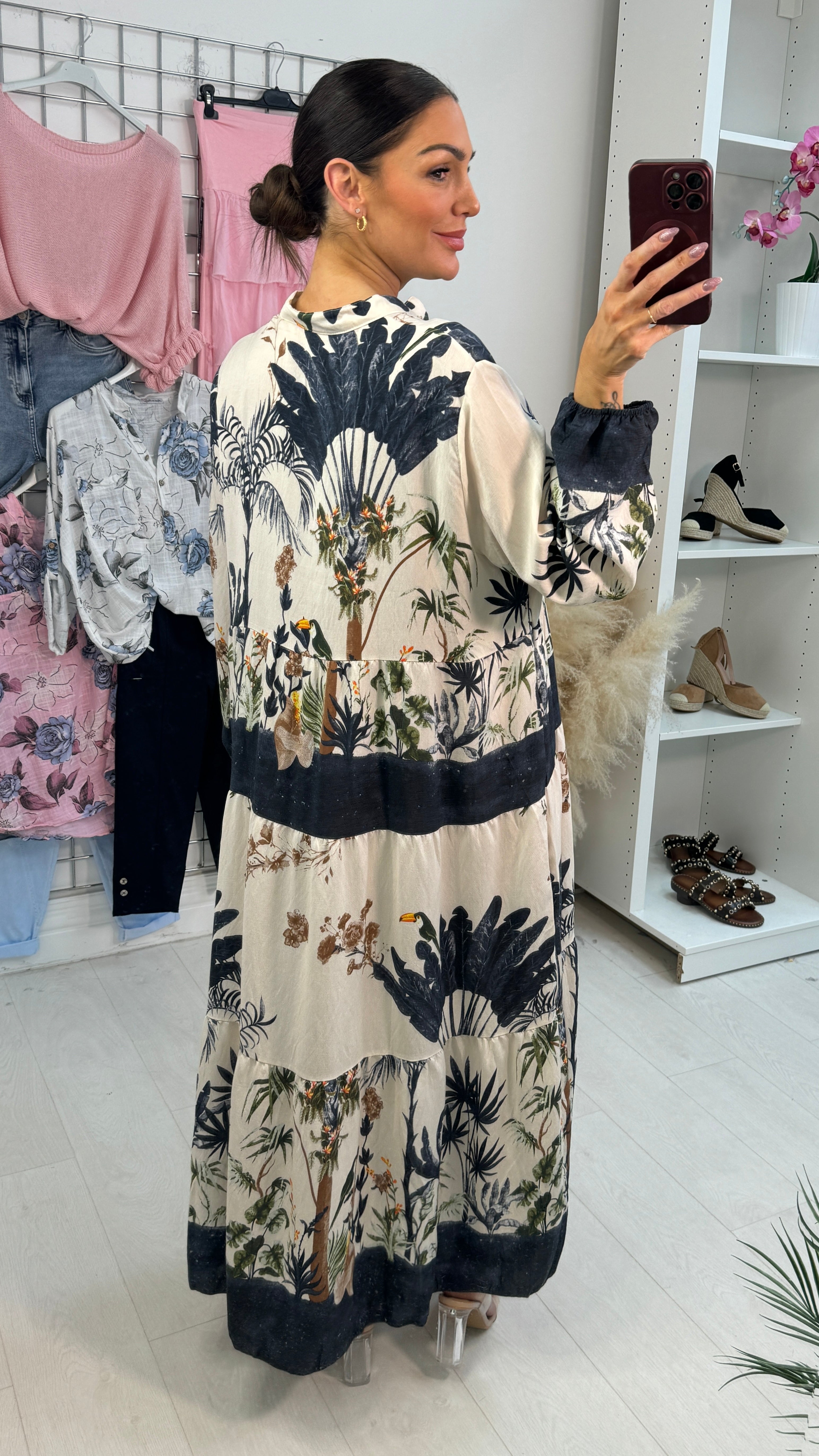 Sabella Tropical Print Loose Fit Maxi Dress