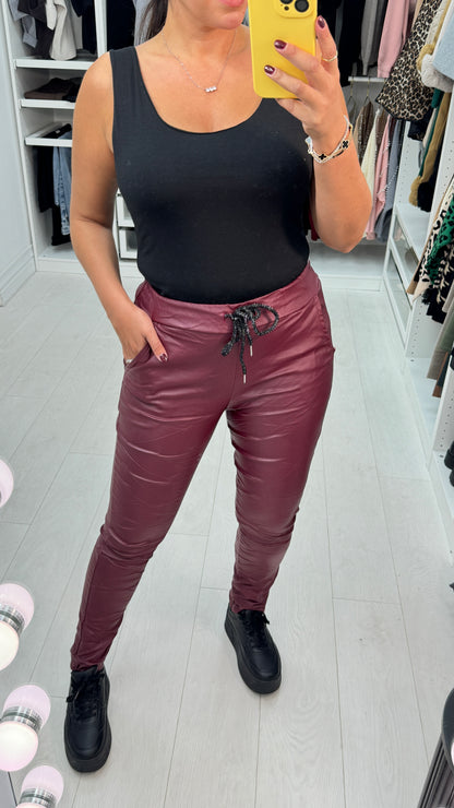 Otila Faux Leather Creased Effect Joggers