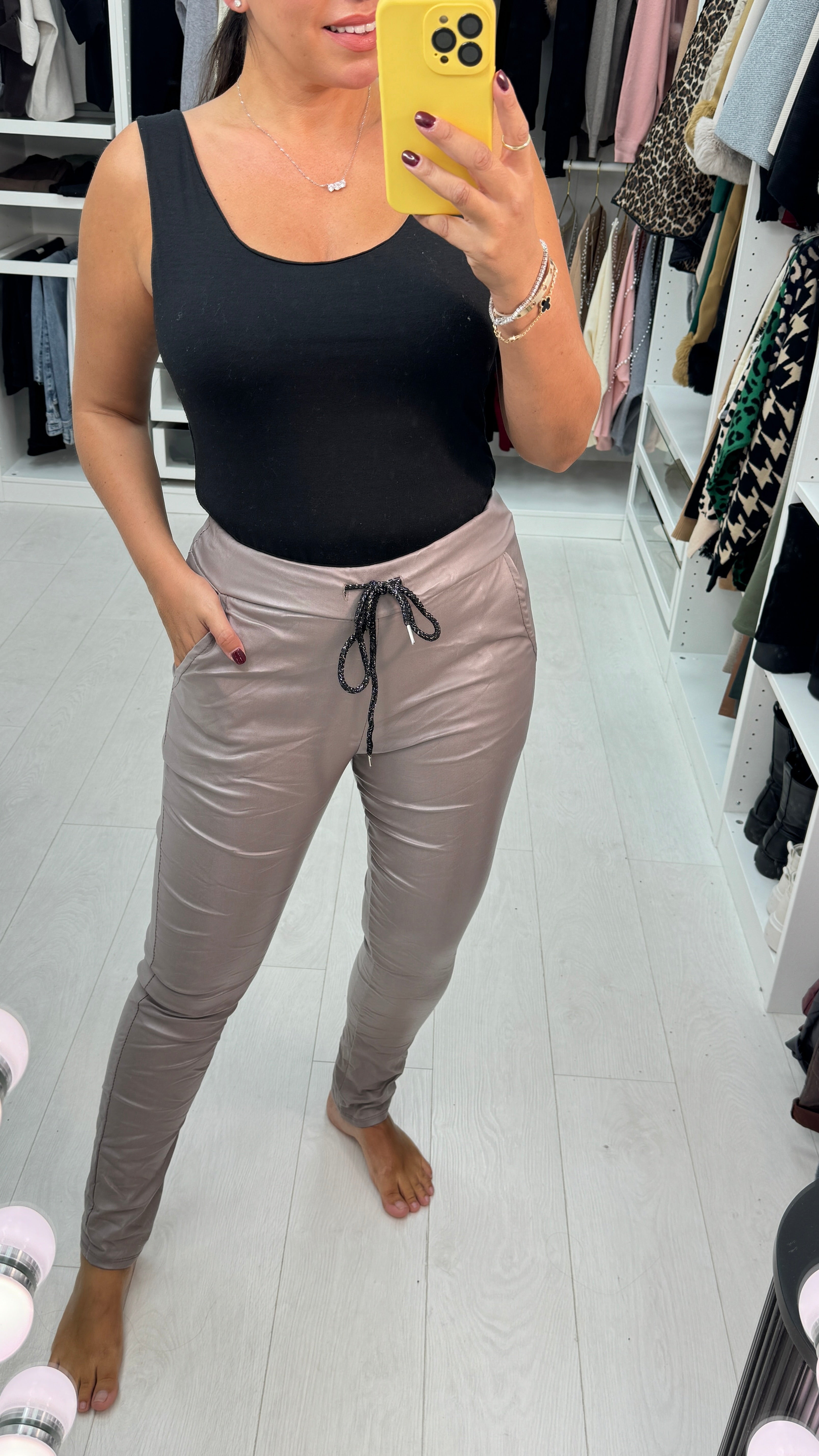 Otila Faux Leather Creased Effect Joggers