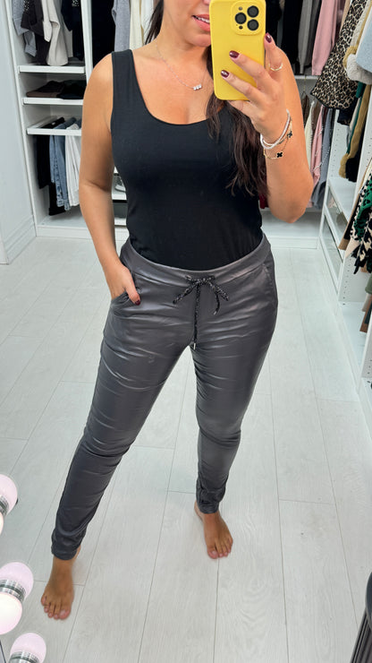 Otila Faux Leather Creased Effect Joggers