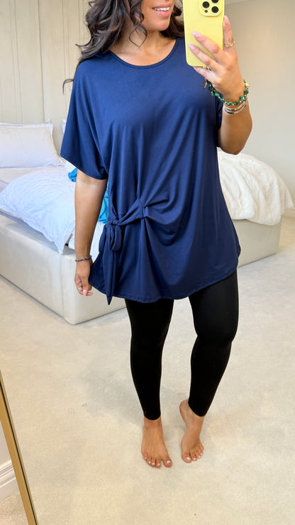 Serenity Plain Tie Front Longline T-shirt