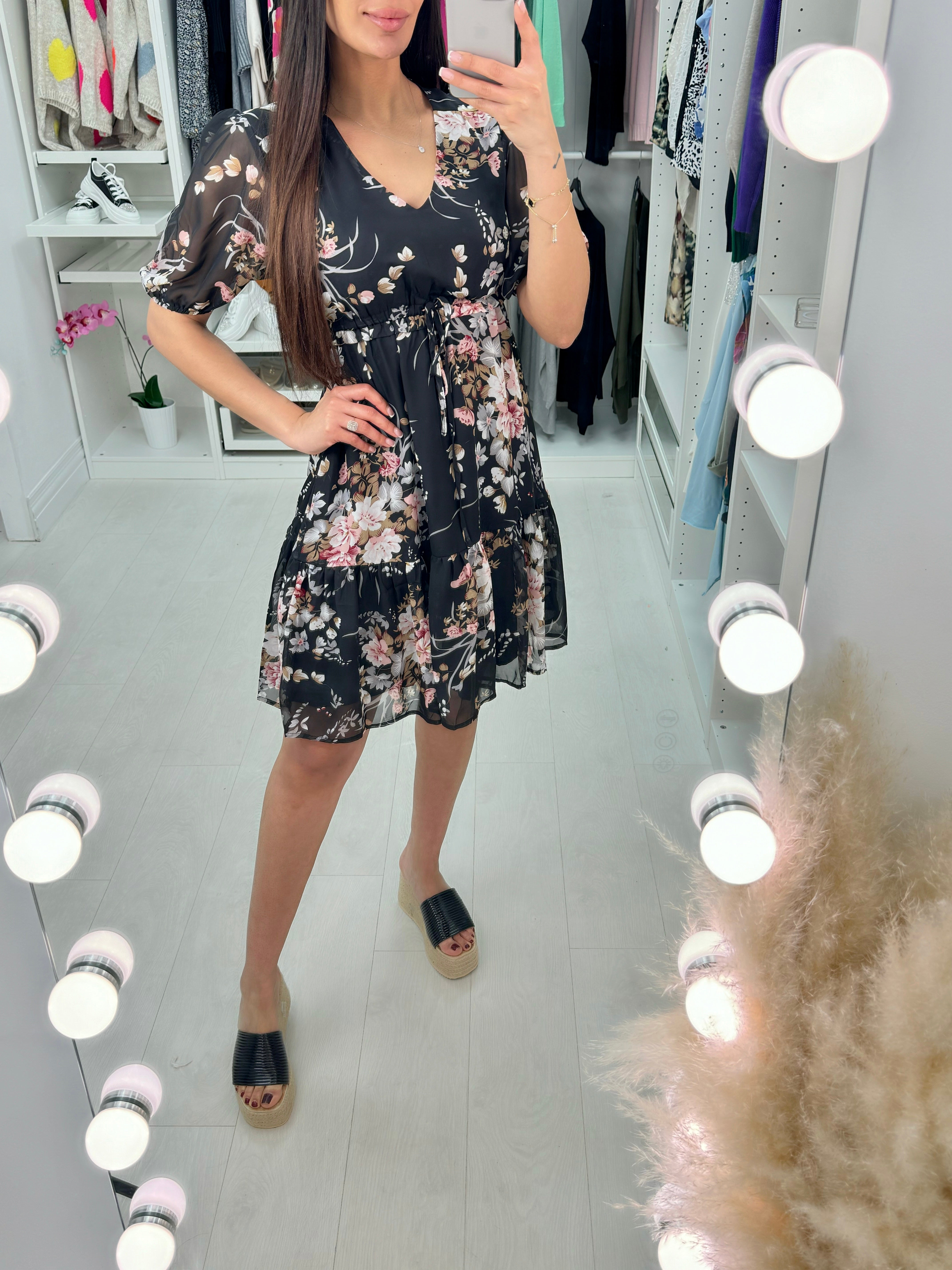 Cataleya Flower Print Smock Dress